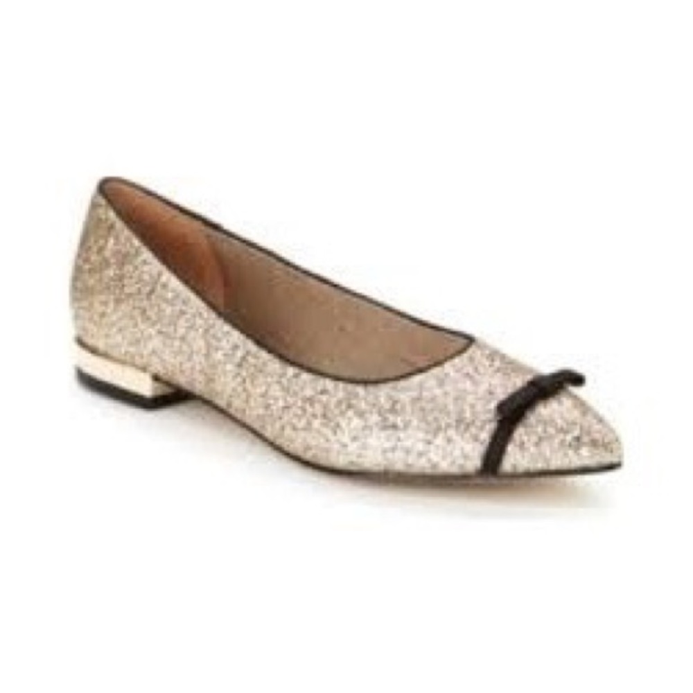 NIB Nanette Lepore gold glitter flats